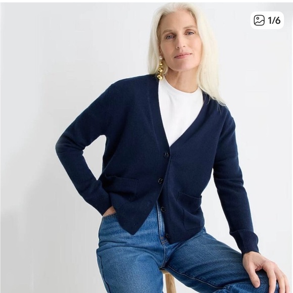 J. Crew Sweaters - J. Crew 100% Cashmere Cardigan Sweater Navy Blue Size L